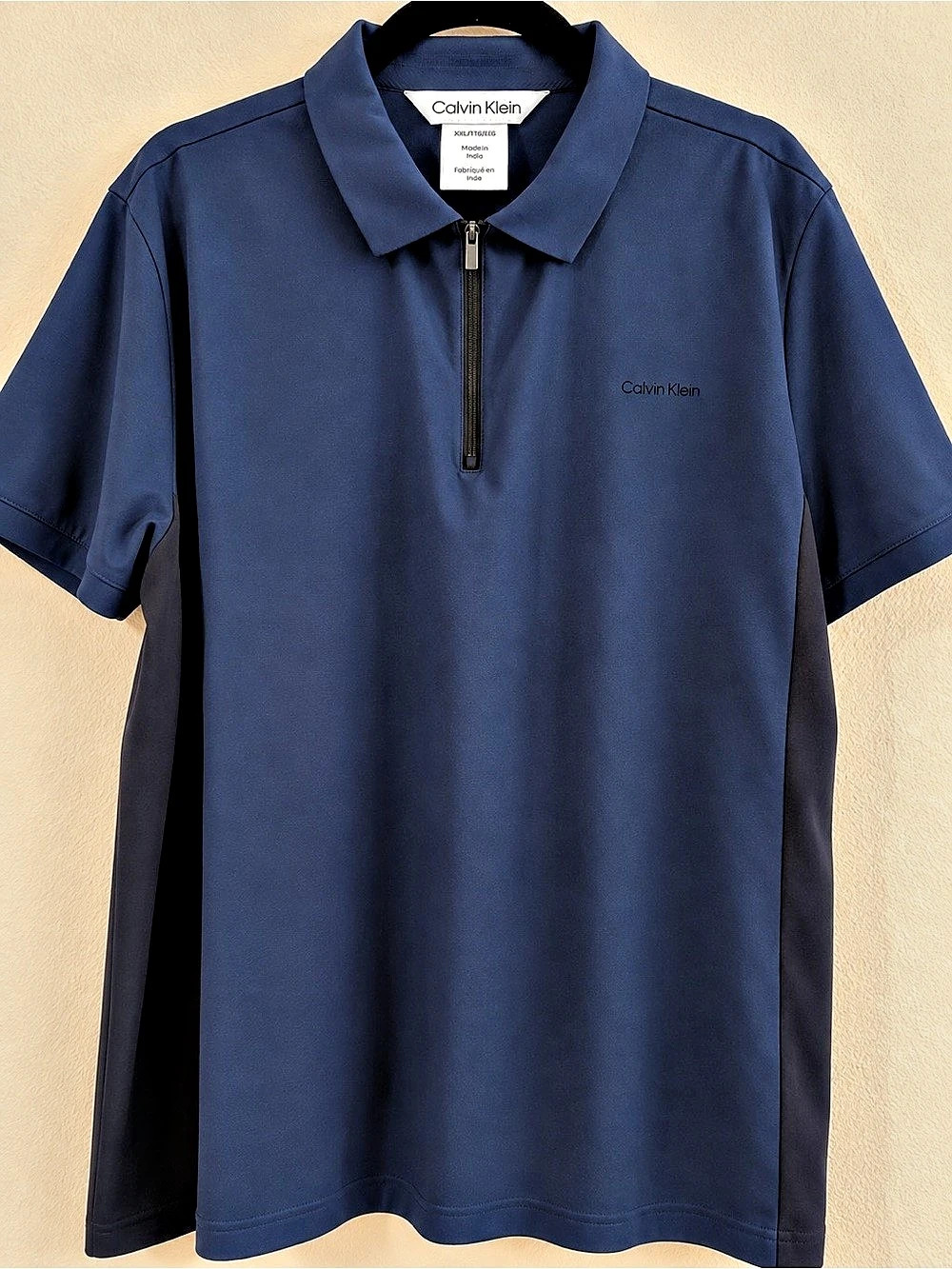 Calvin Klein Men's Quarter-Zip Polo in Blue Size XXL Like New